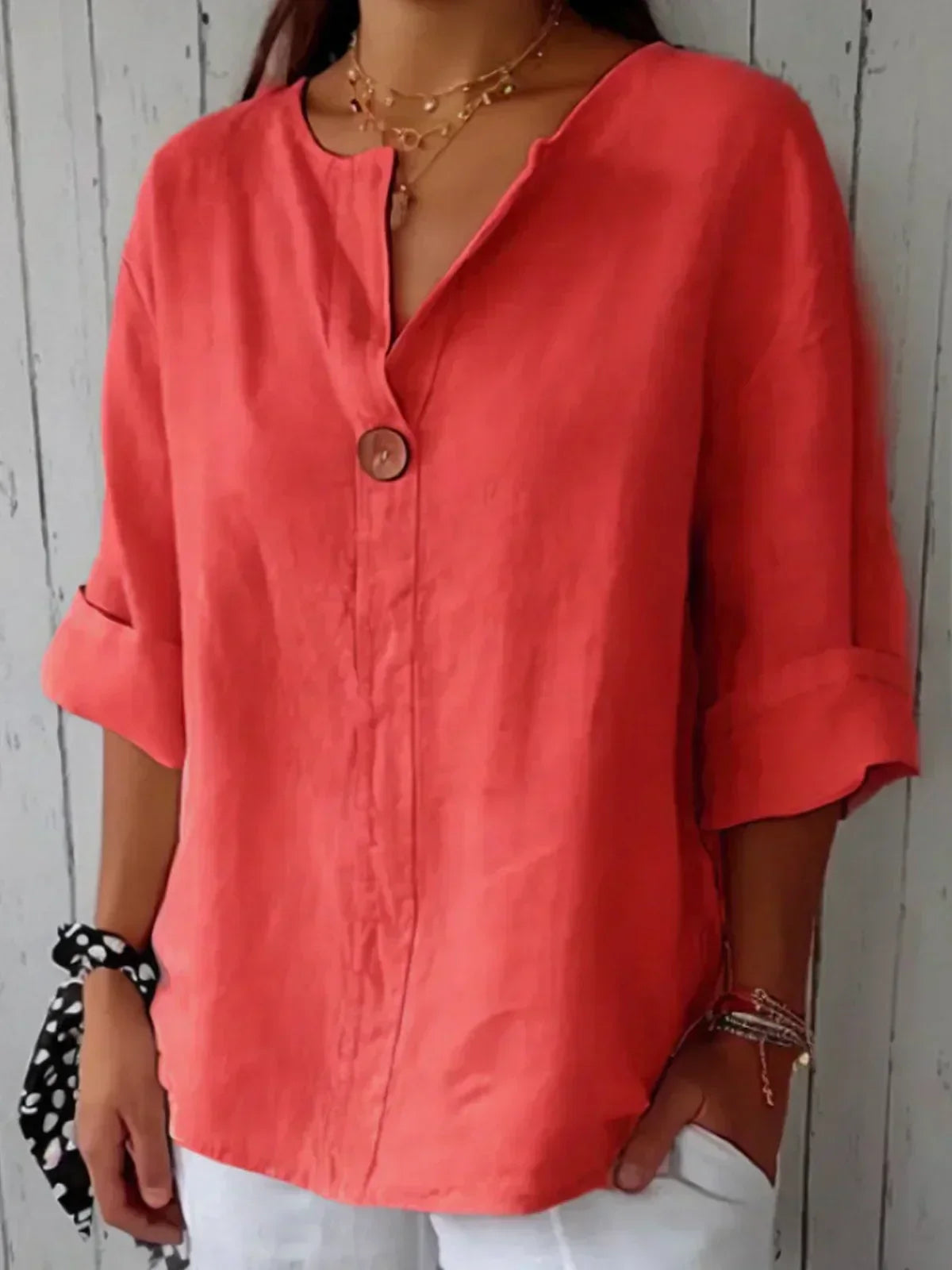 Blouse met lange V-hals