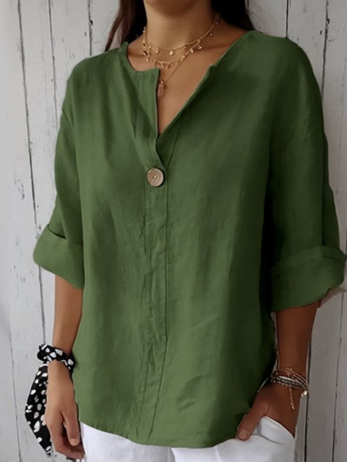 Blouse met lange V-hals