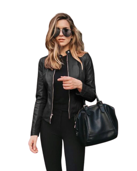 Elegante Leren Vrouwenjas