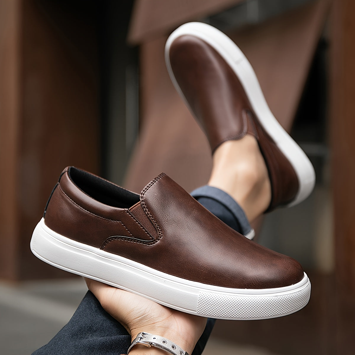 Casual leren instapschoenen