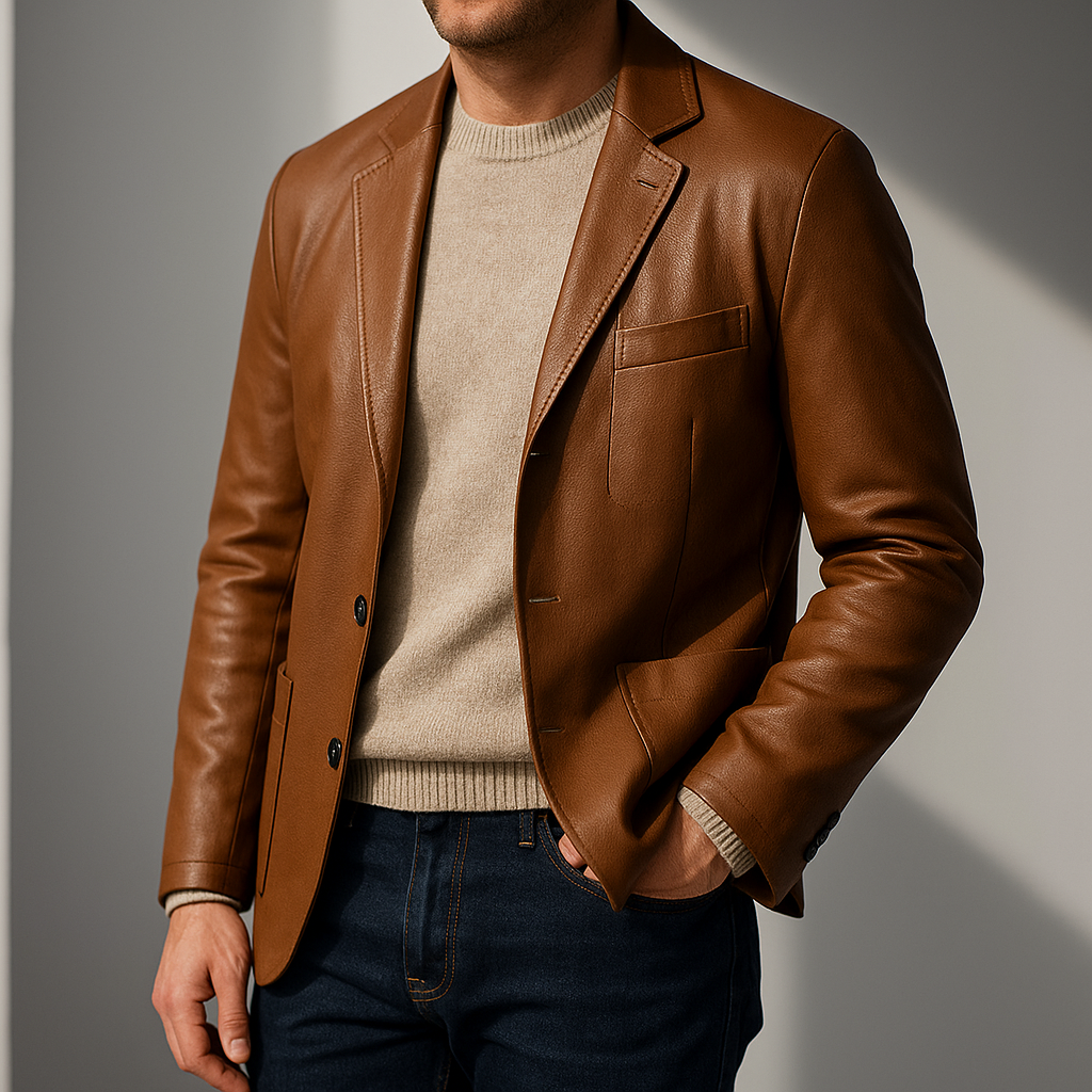 Elegante leren heren blazer