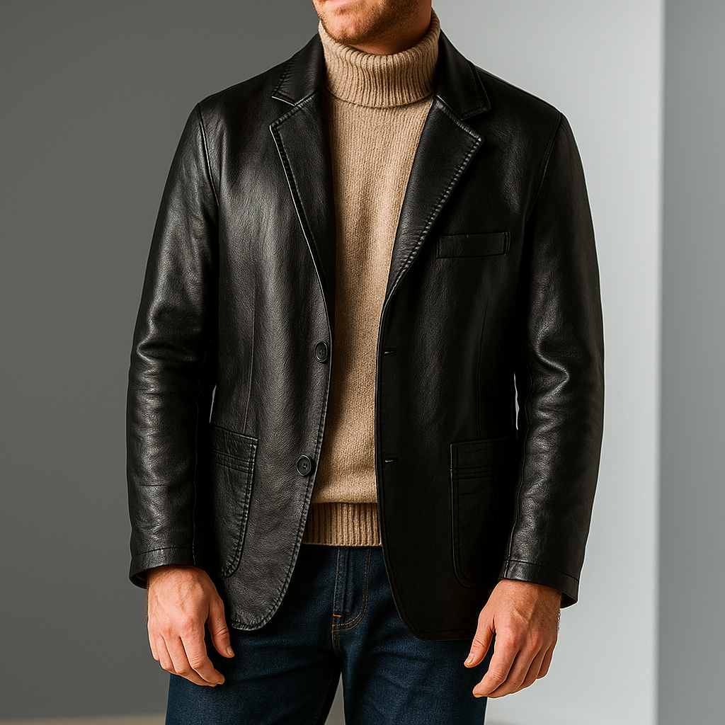 Elegante leren heren blazer