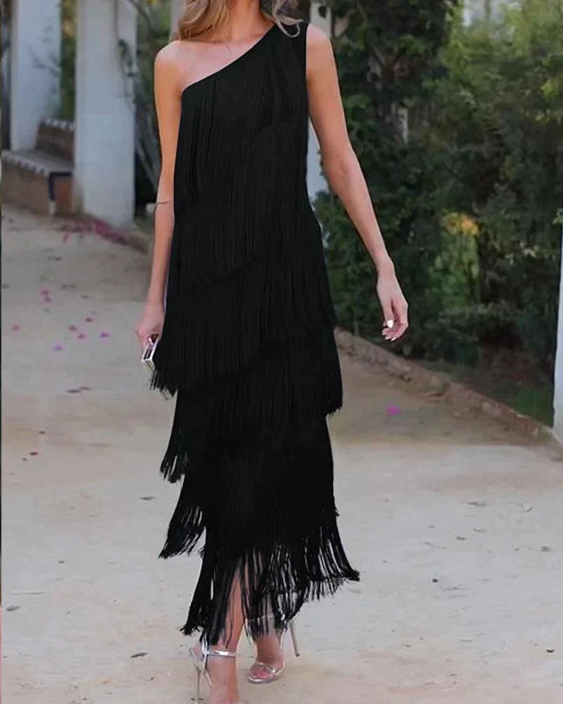 Elegante jurk met franje