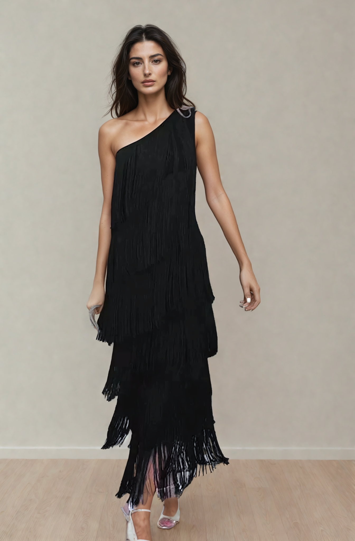Elegante jurk met franje