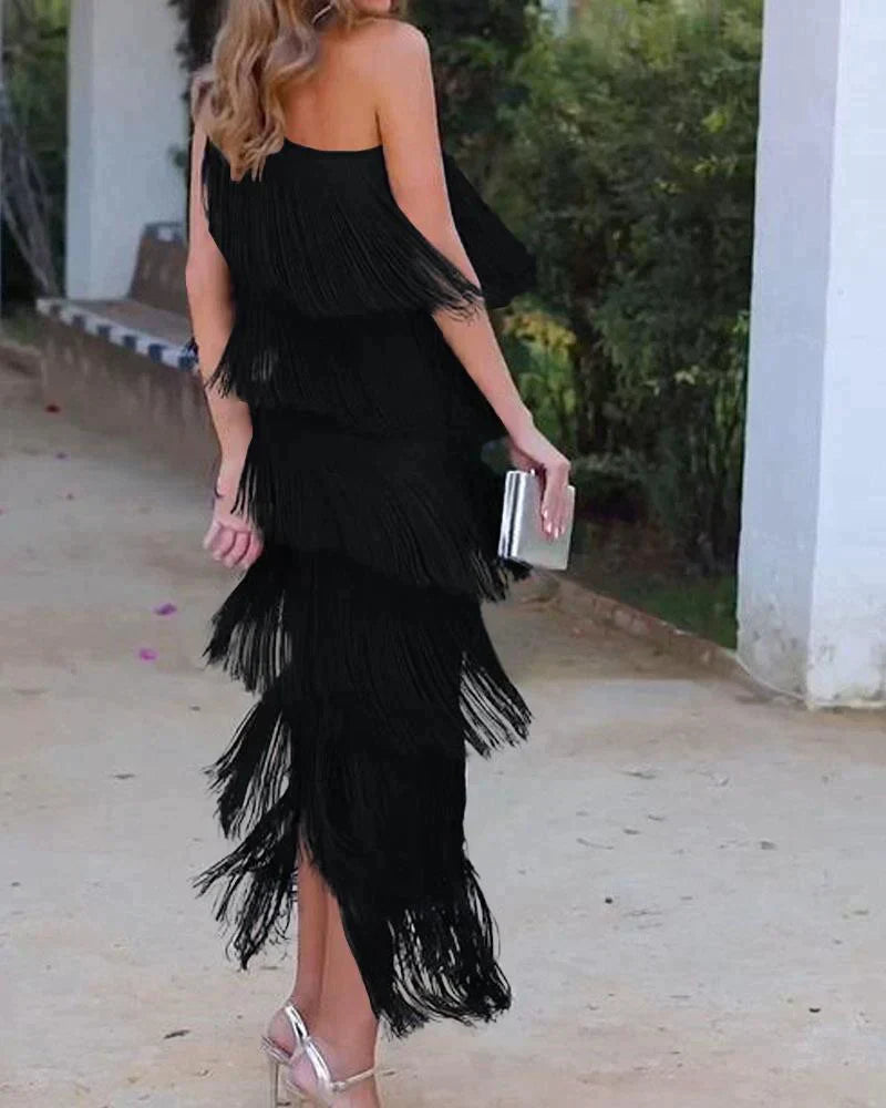 Elegante jurk met franje