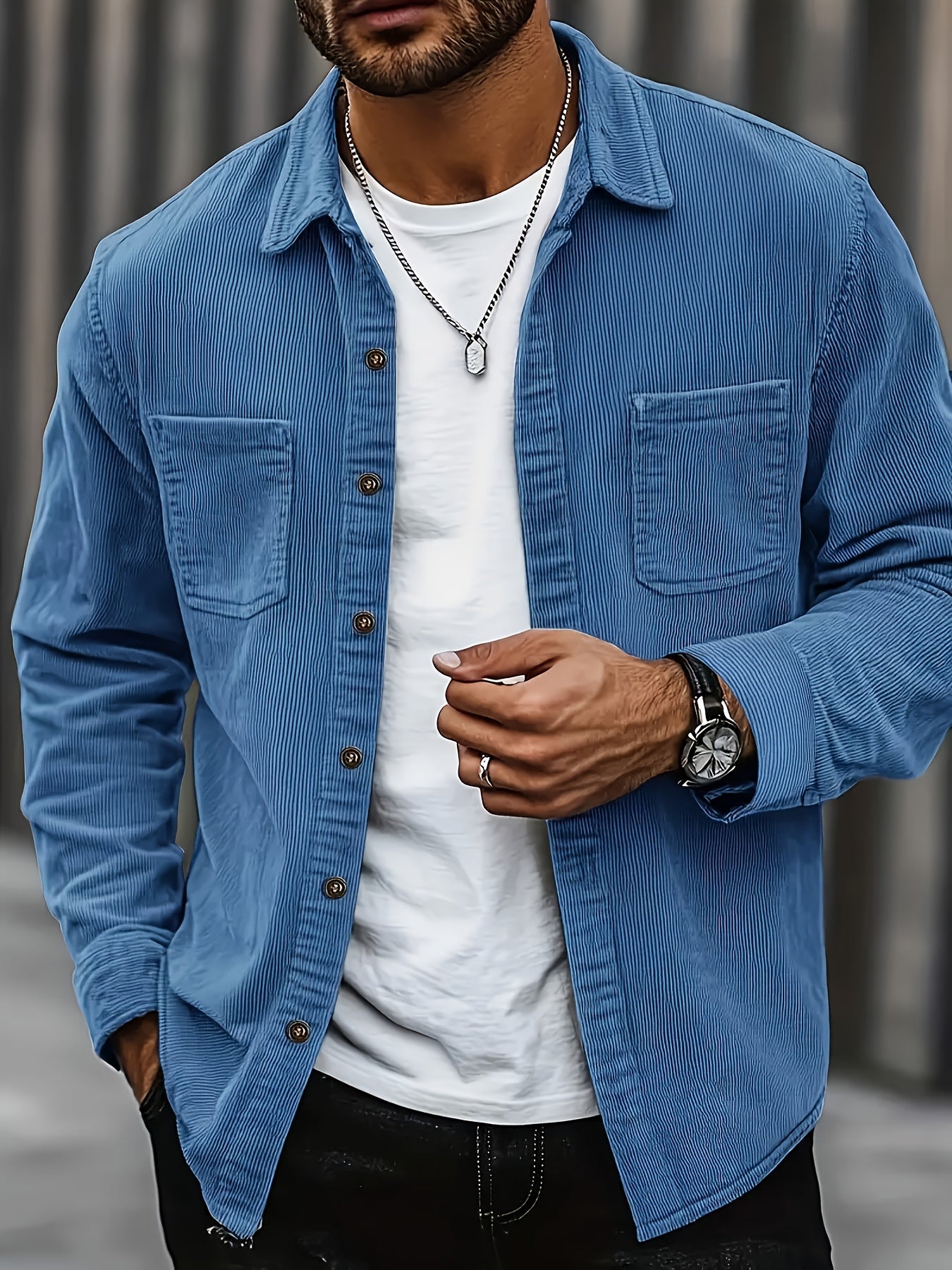 Casual vest van ribfluweel