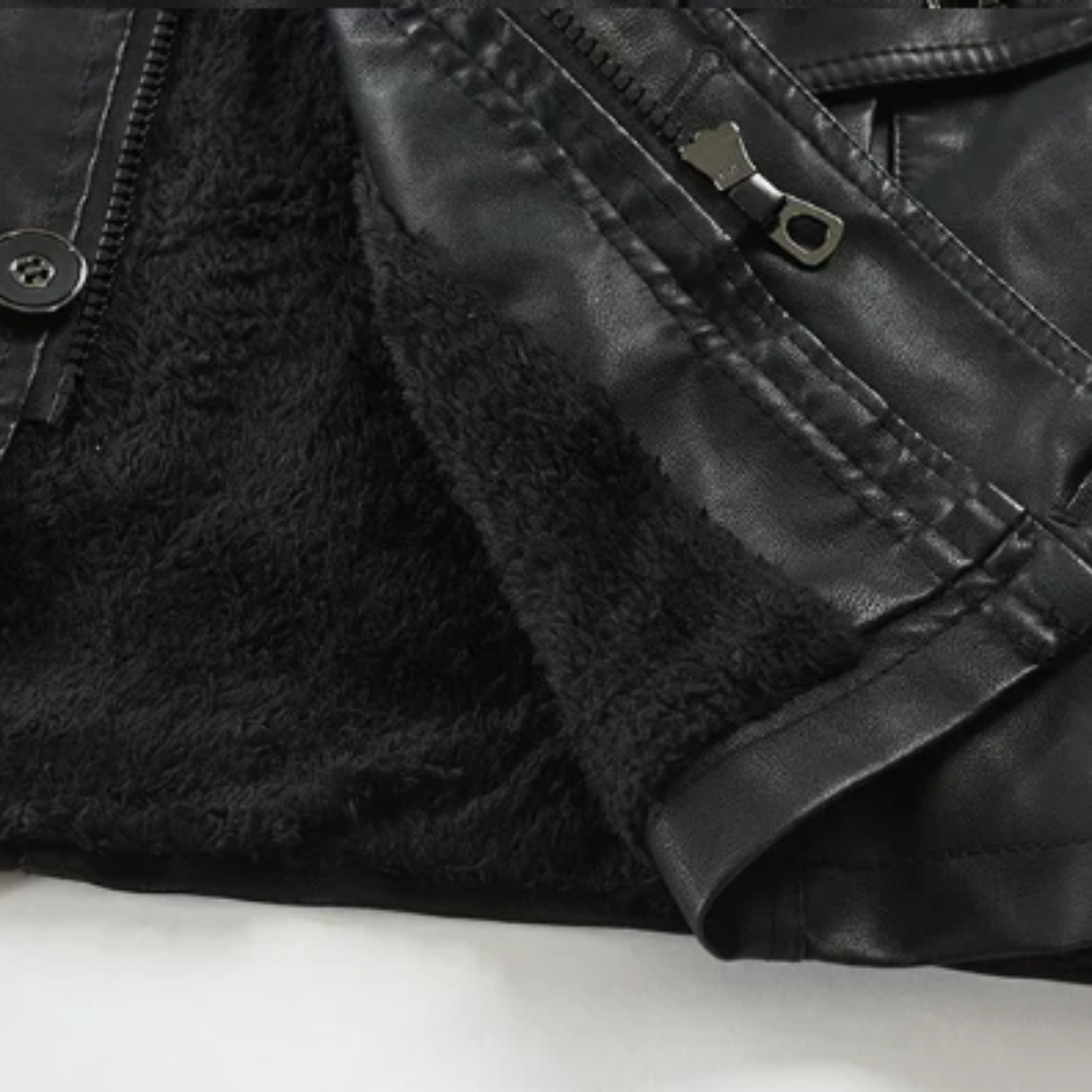 Elegante lange leren bikerjas