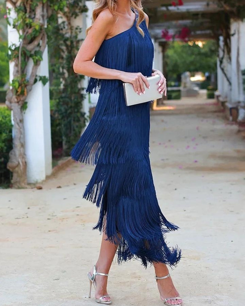 Elegante jurk met franje