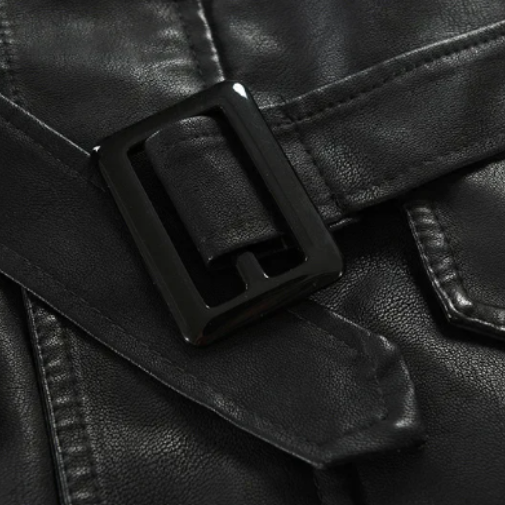 Elegante lange leren bikerjas
