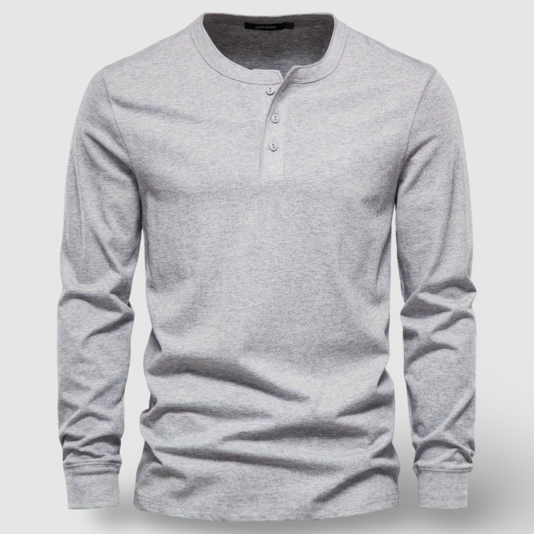 Elegante katoenen Henley met lange mouwen