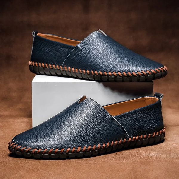 Handgestikte leren Loafers