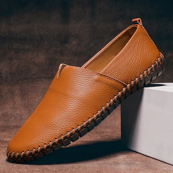 Handgestikte leren Loafers