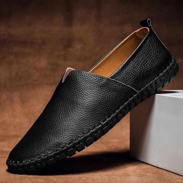 Handgestikte leren Loafers