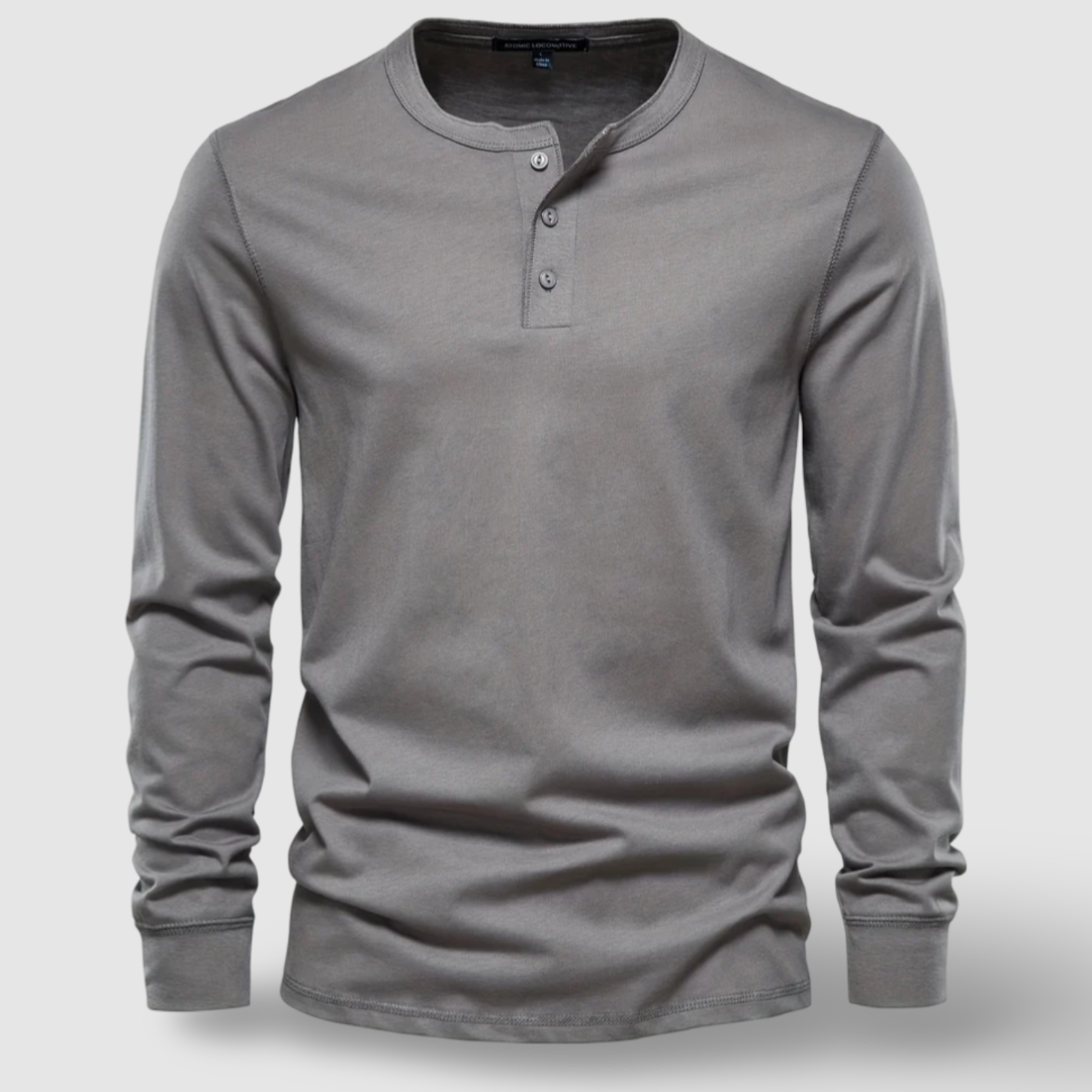 Elegante katoenen Henley met lange mouwen