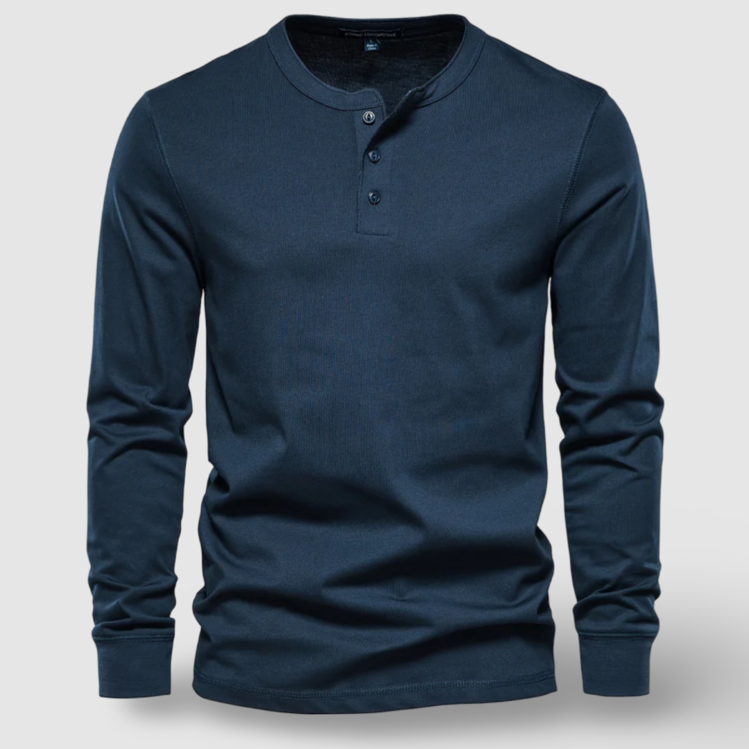 Elegante katoenen Henley met lange mouwen