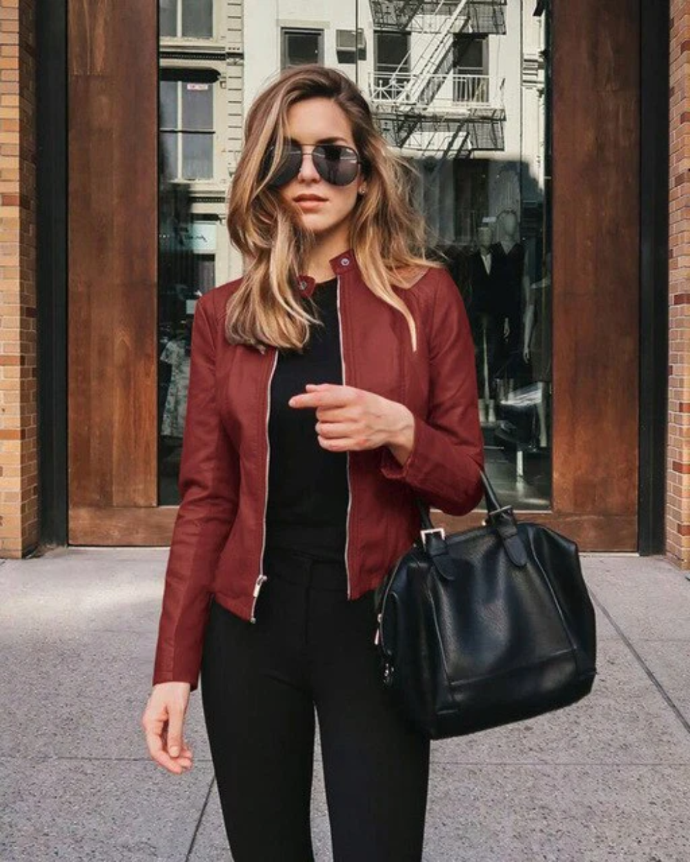 Elegante Leren Vrouwenjas