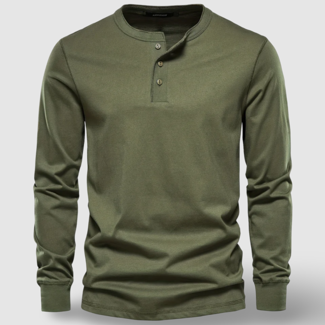 Elegante katoenen Henley met lange mouwen