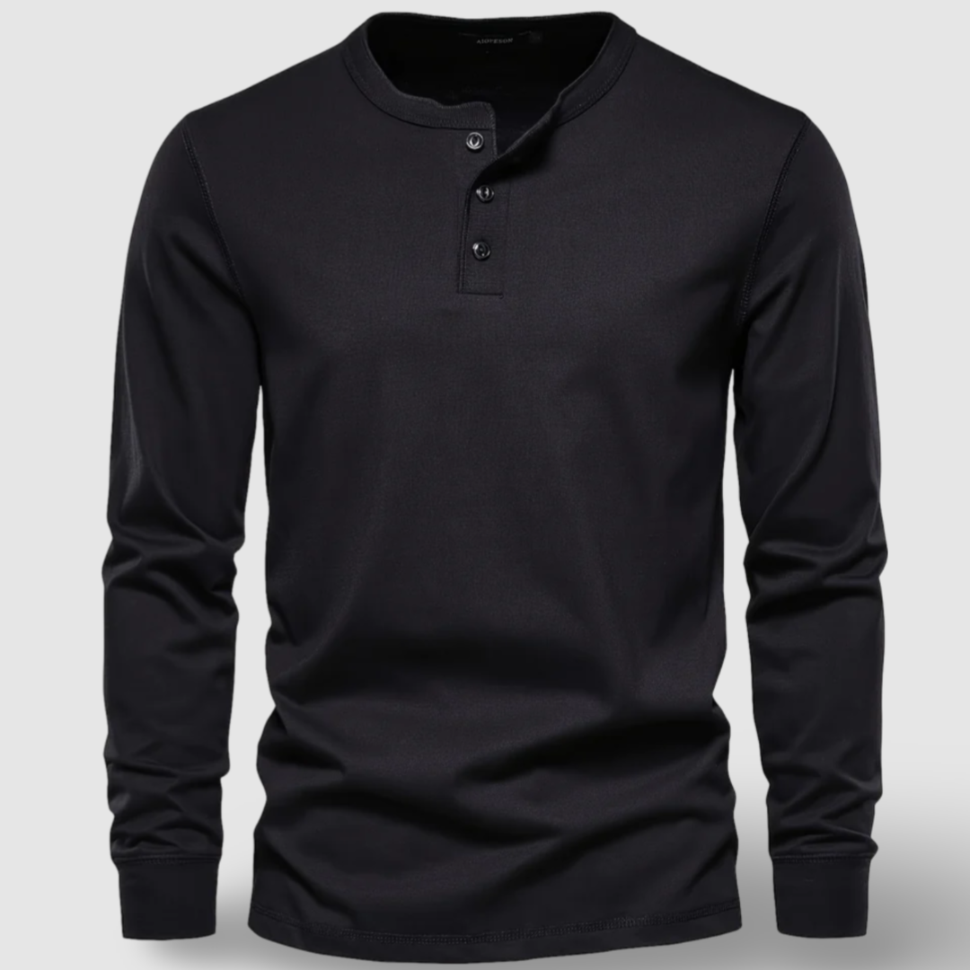 Elegante katoenen Henley met lange mouwen