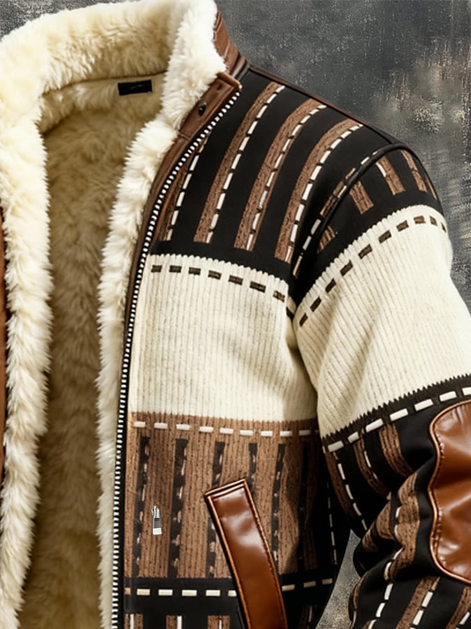 Retro fleece gevoerde jas