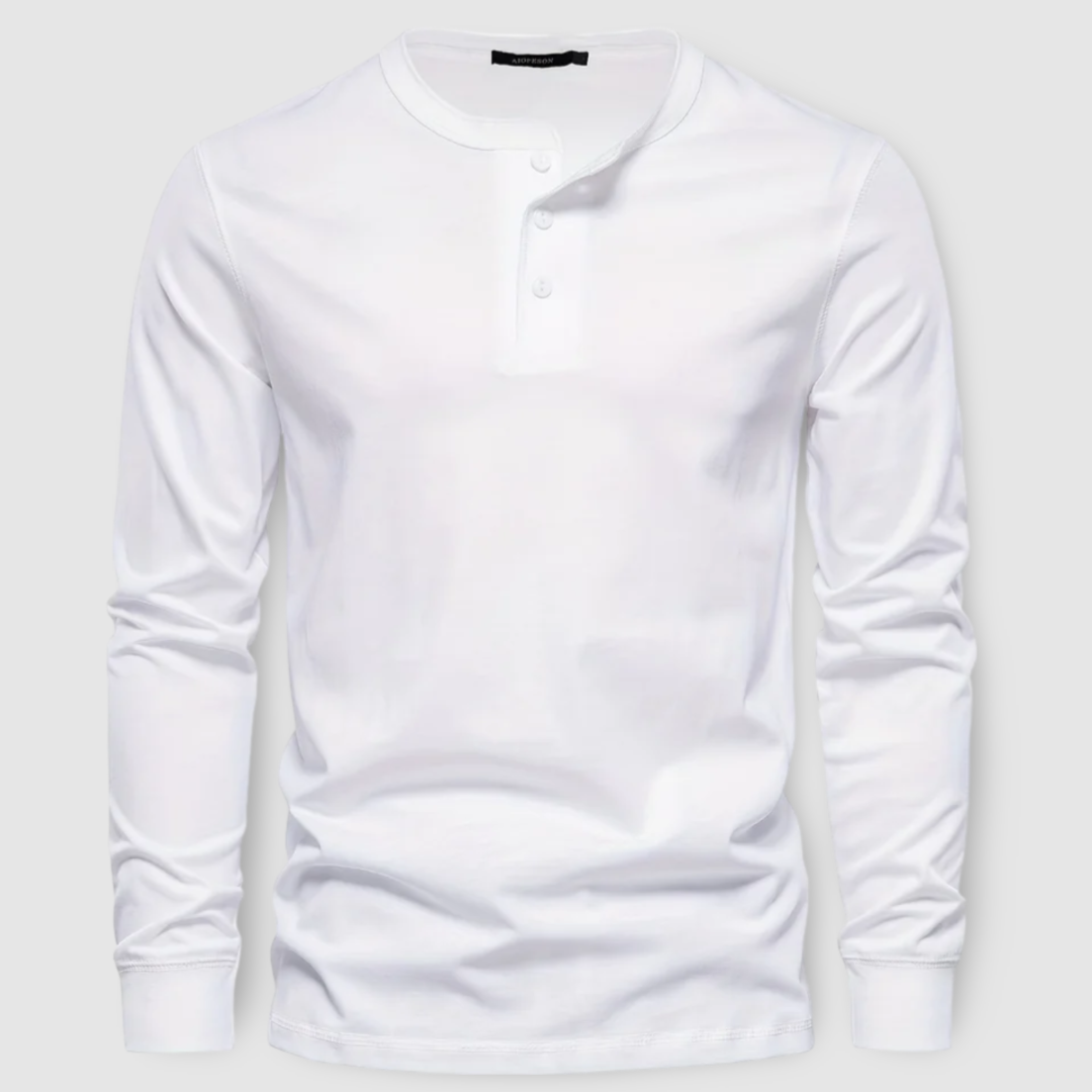 Elegante katoenen Henley met lange mouwen
