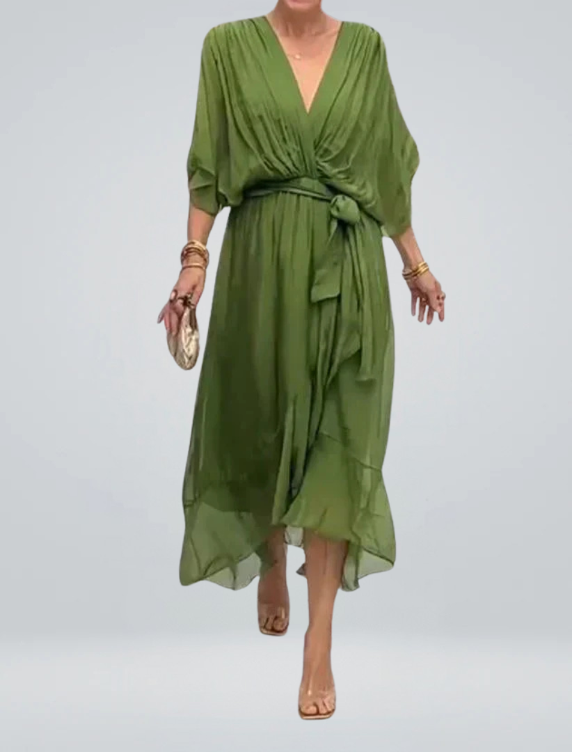 Zijden chiffon jurk met V-halslijn