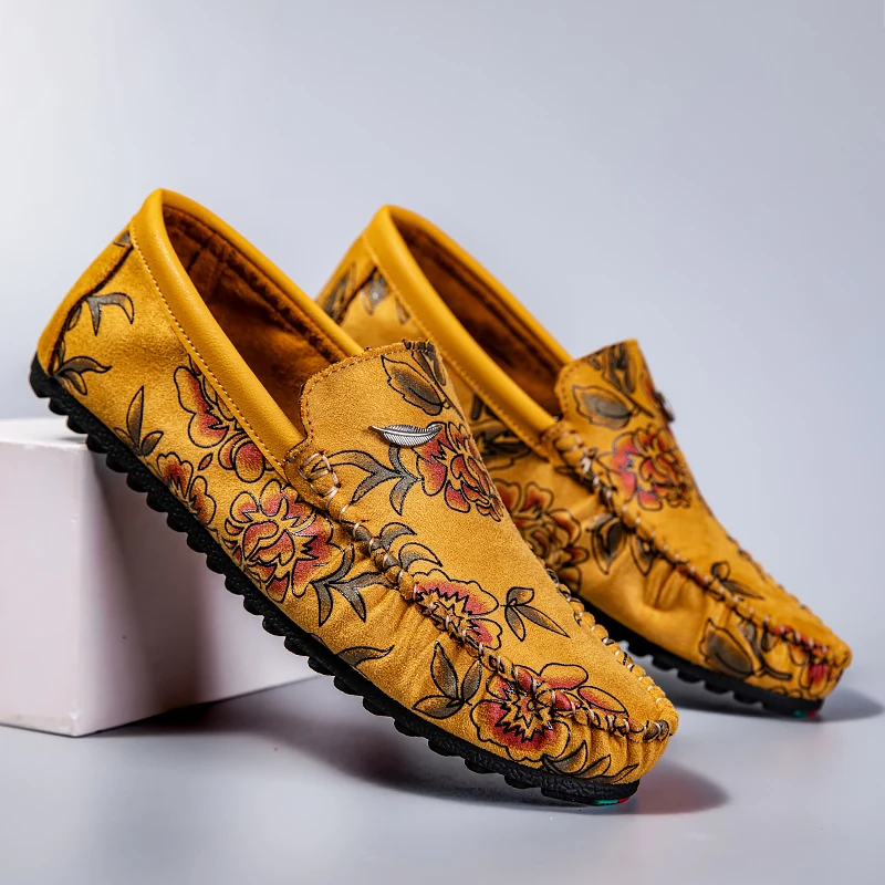 Leren Loafers met bloemen