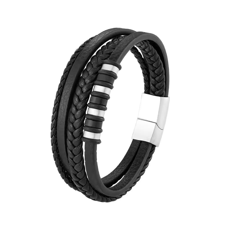 Klassieke Meerlagige Leren Armband