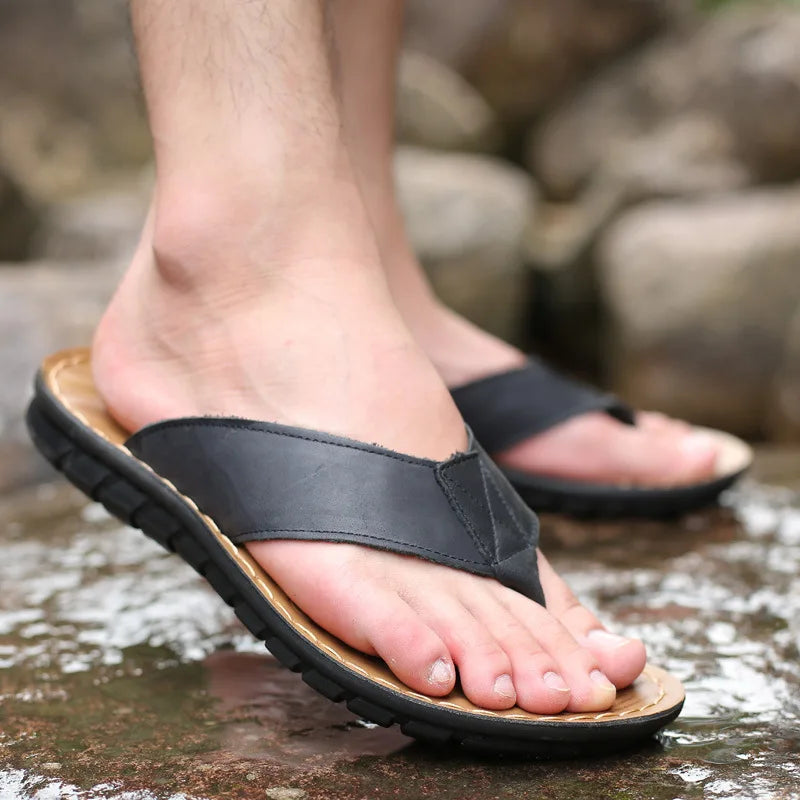 Leren herensandalen