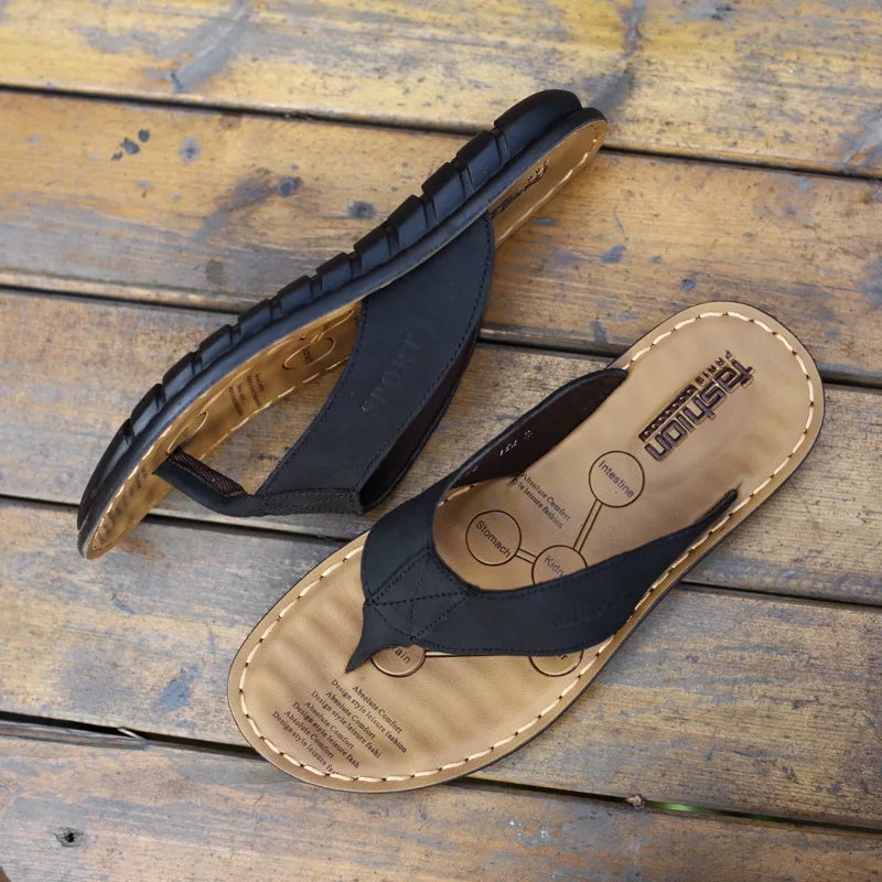 Leren herensandalen