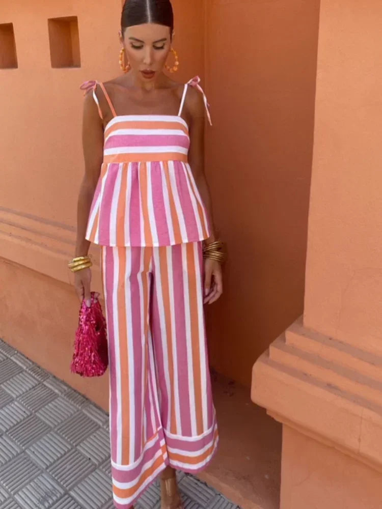 Lila - Bedrukte broekenset zomeroutfit