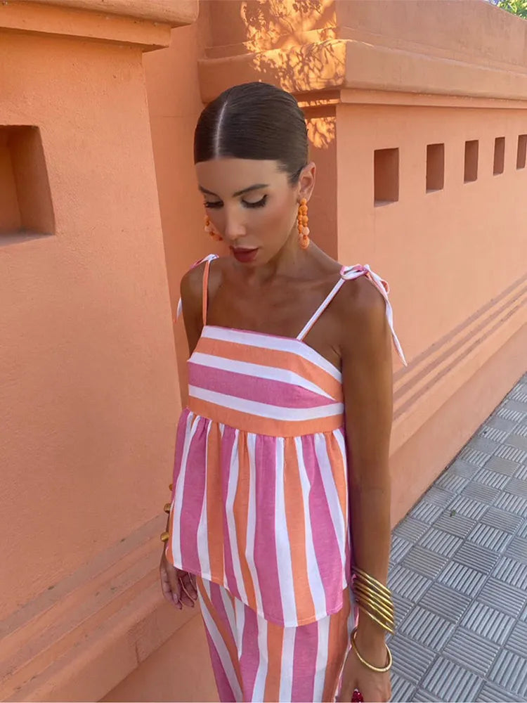 Lila - Bedrukte broekenset zomeroutfit
