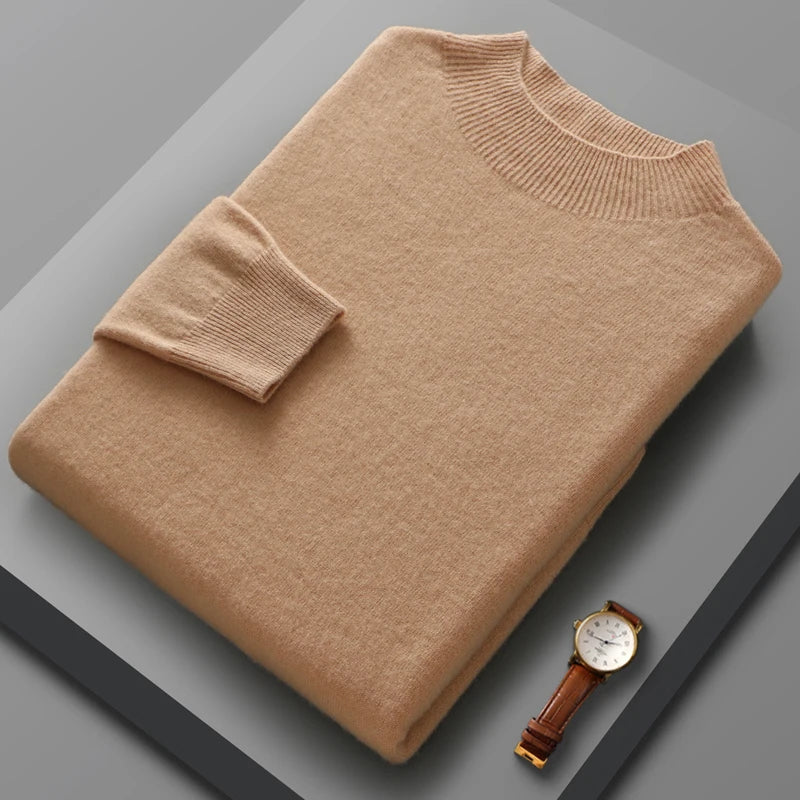 Halflange kasjmier trui met hoge kraag