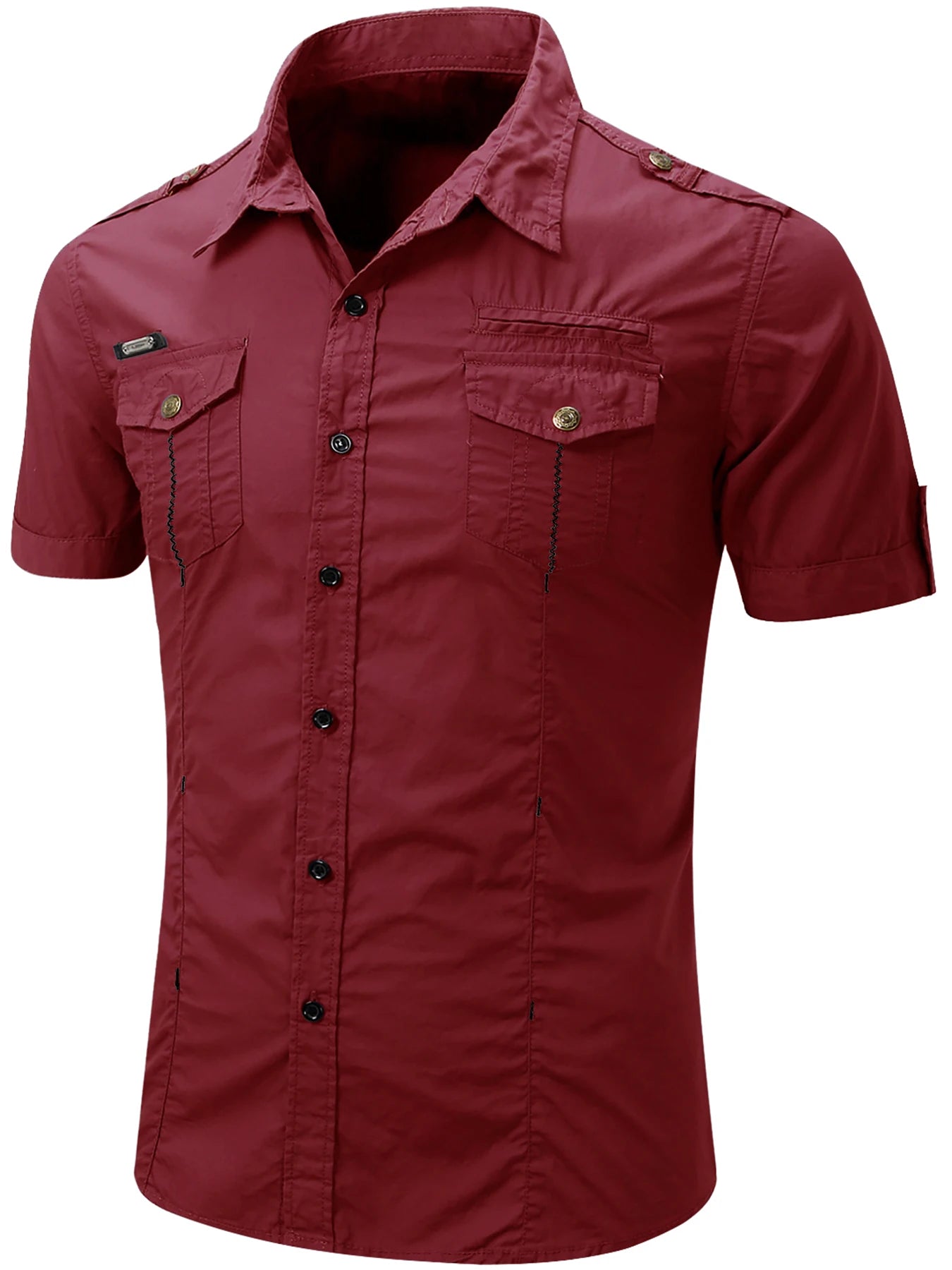 Katoenen Cargo Shirt met Korte Mouwen