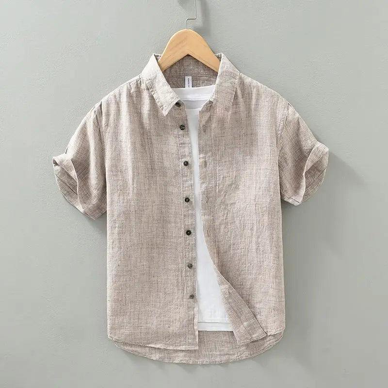 Linnen shirt met korte mouwen
