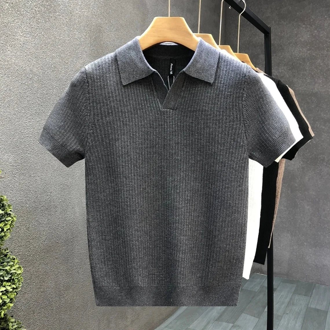 Ademend gebreid poloshirt