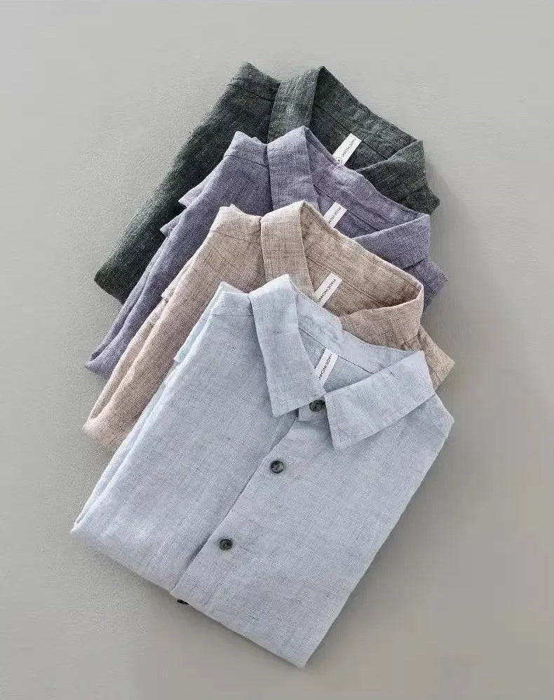 Linnen shirt met korte mouwen