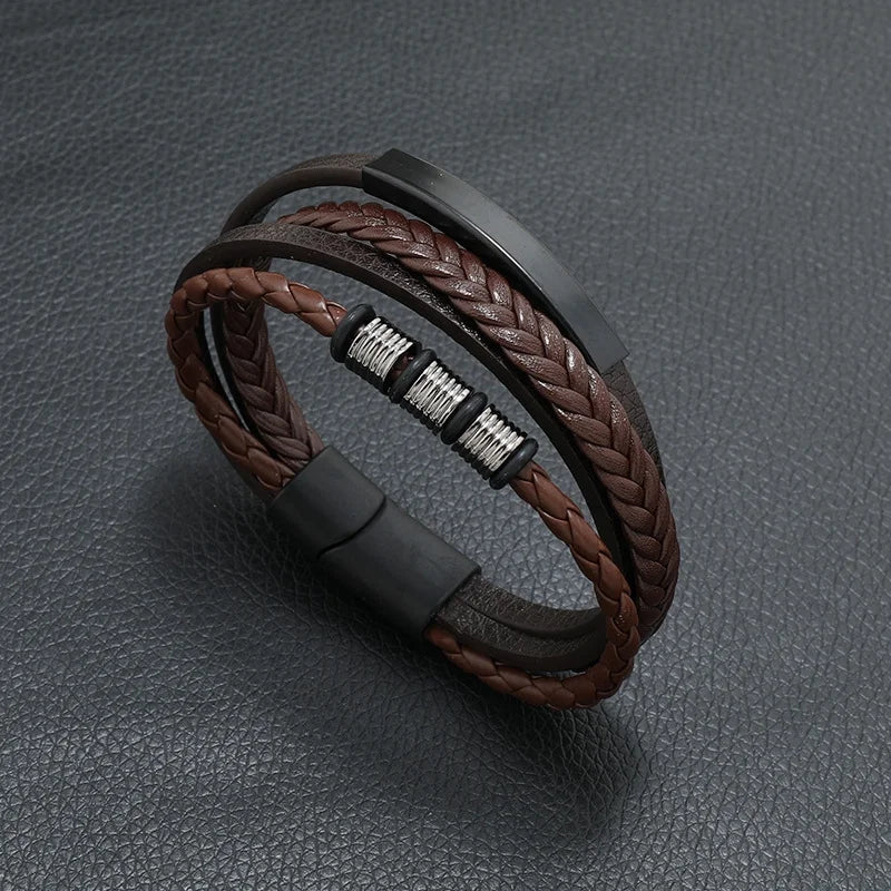 Muzikaal Symbool Leren Armband voor Mannen