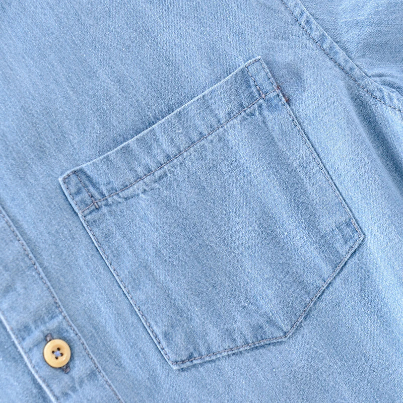 Denim shirt met korte mouwen