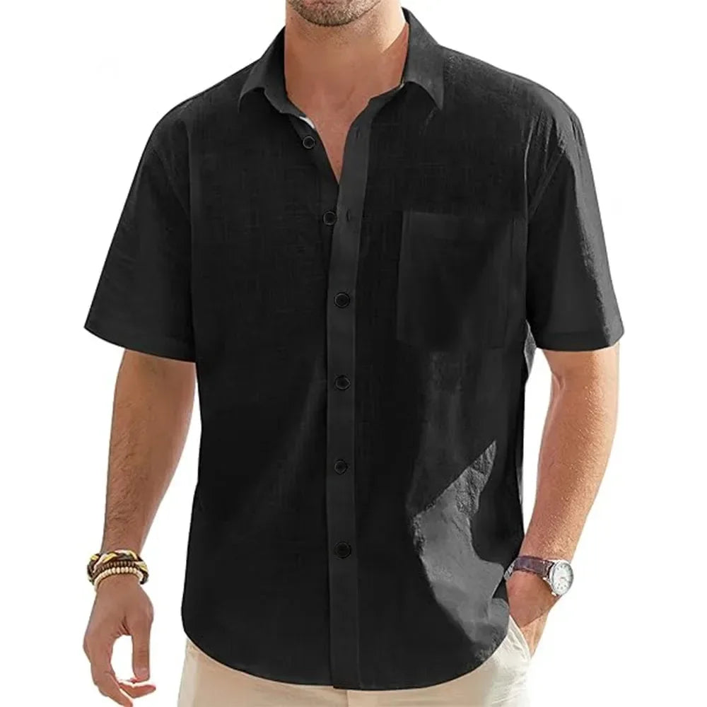 Katoenen linnen shirt met korte mouwen