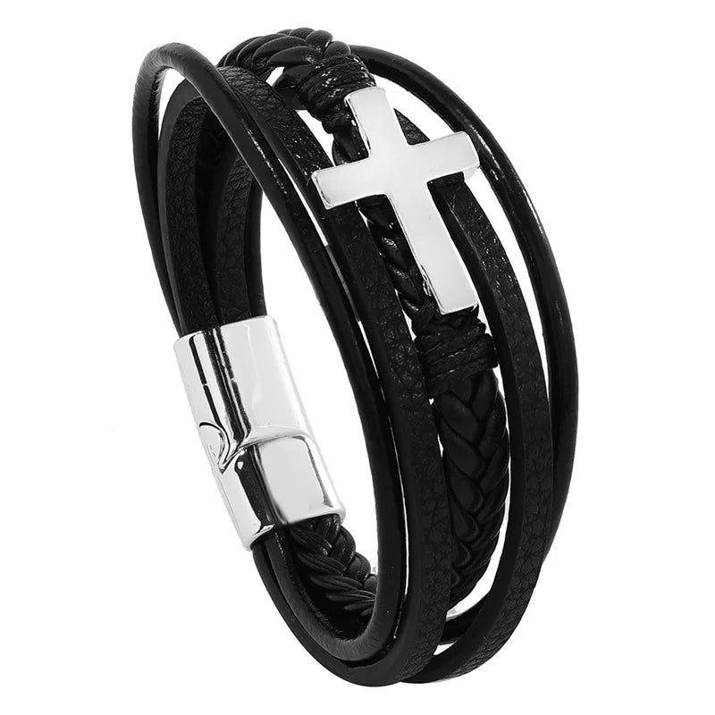 Muzikaal Symbool Leren Armband voor Mannen