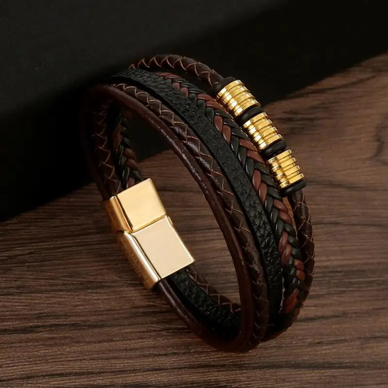 Klassieke leren herenarmband