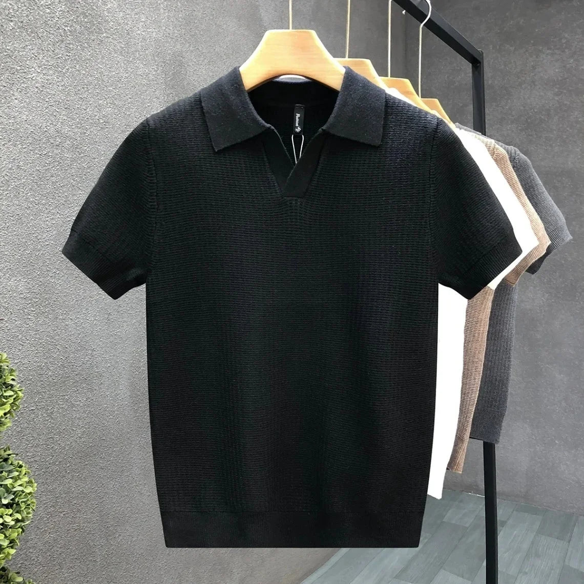 Ademend gebreid poloshirt