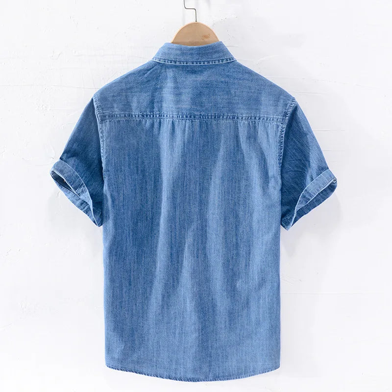 Denim shirt met korte mouwen