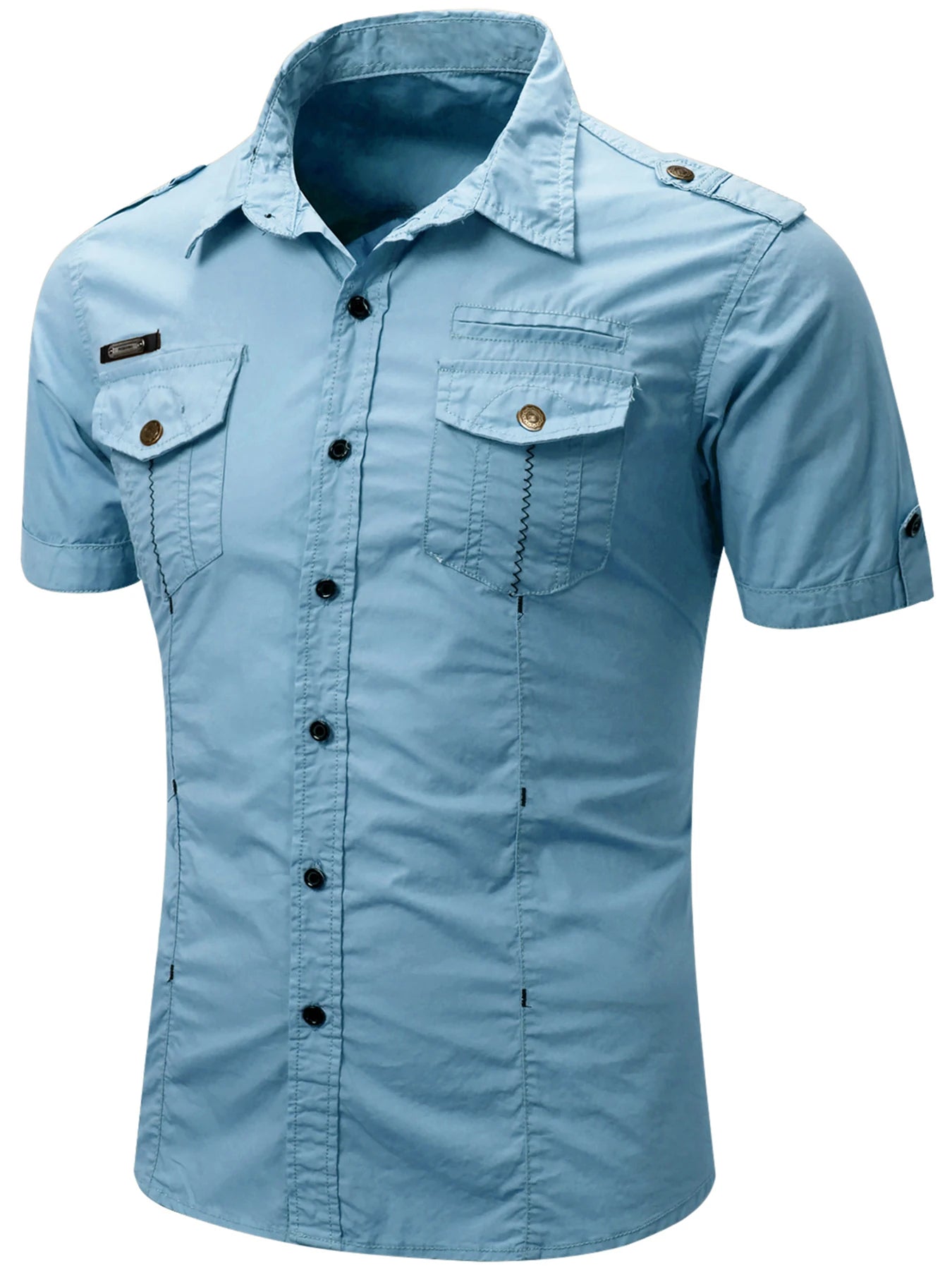 Katoenen Cargo Shirt met Korte Mouwen