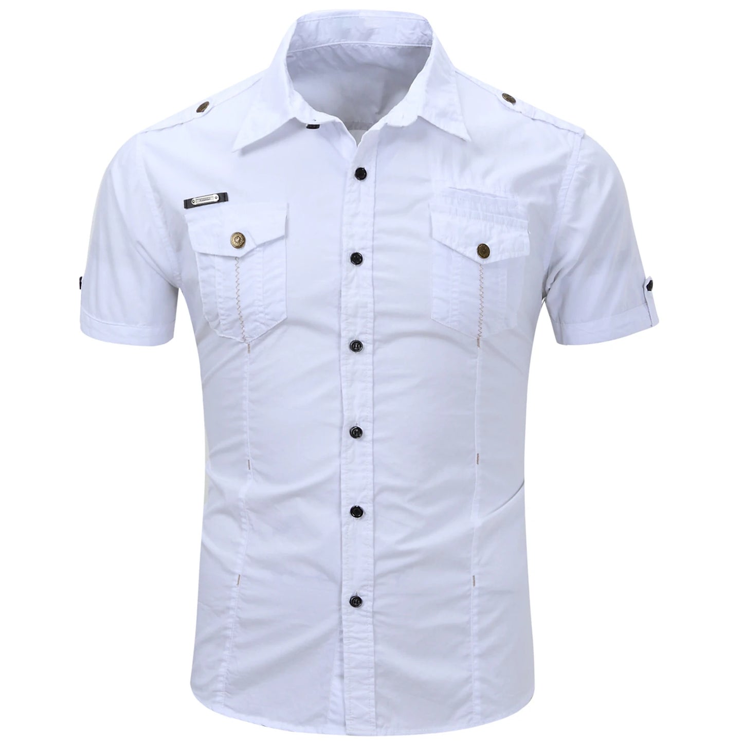 Katoenen Cargo Shirt met Korte Mouwen