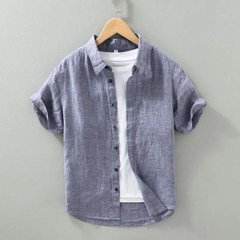 Linnen shirt met korte mouwen