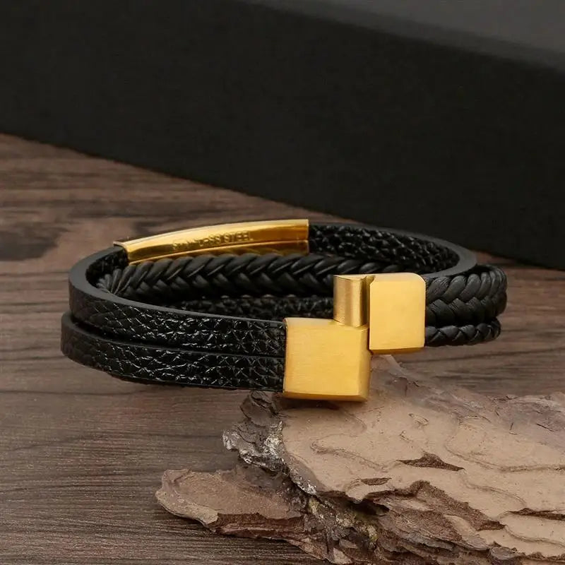 Klassieke leren herenarmband
