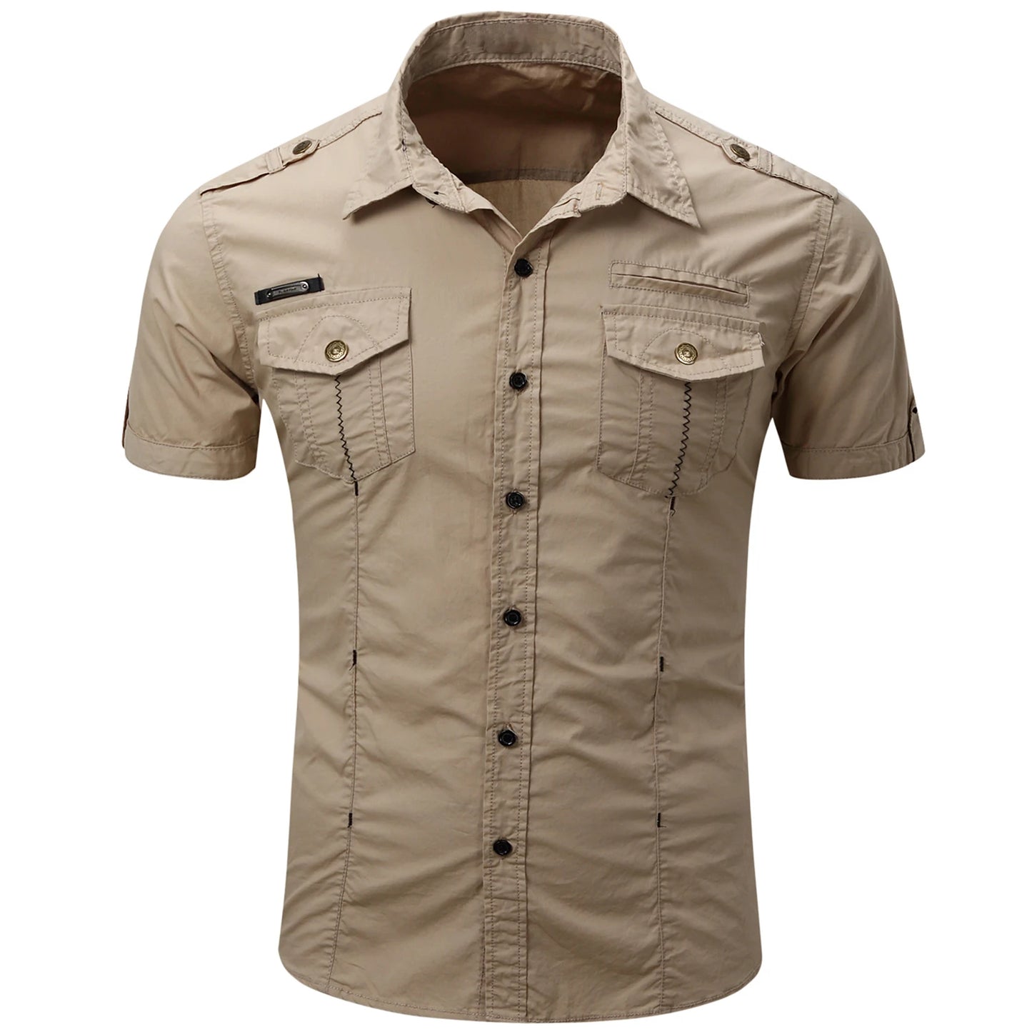 Katoenen Cargo Shirt met Korte Mouwen