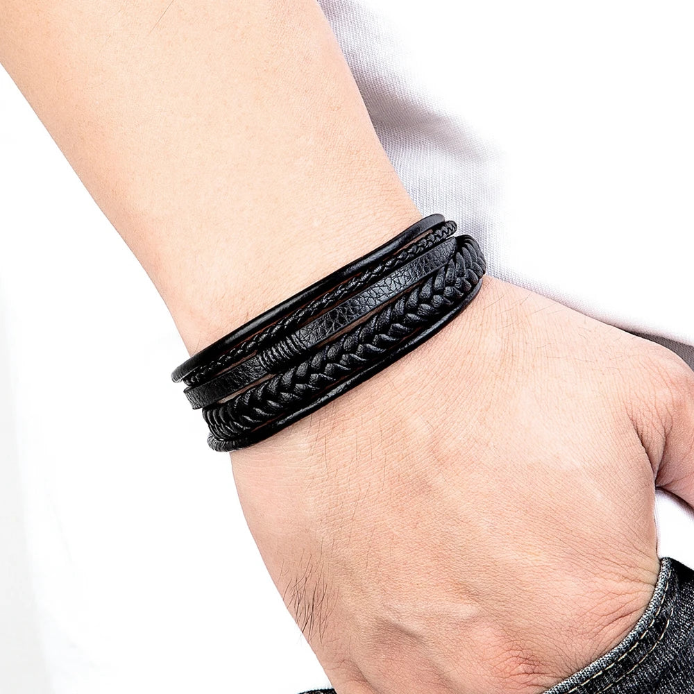 Geweven Leren Armband