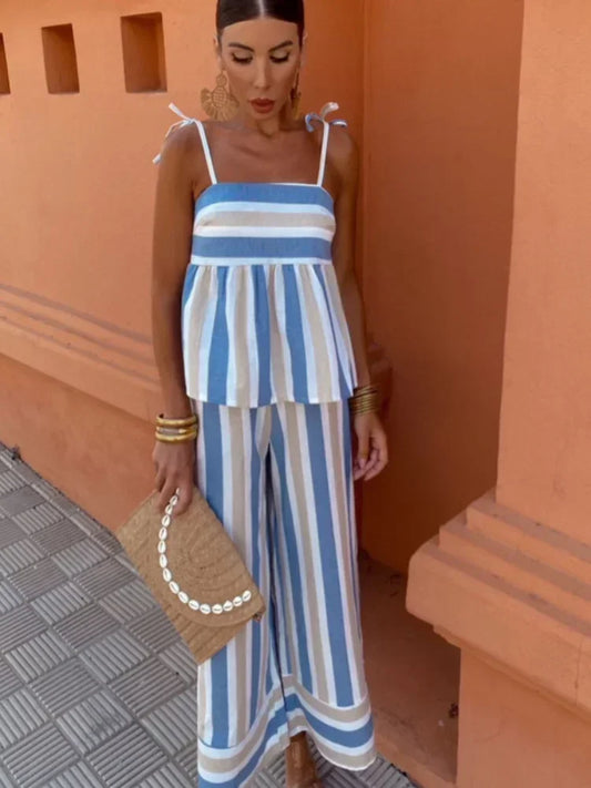 Lila - Bedrukte broekenset zomeroutfit
